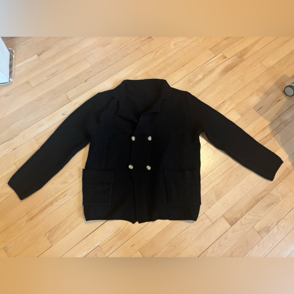 Black Double-Breasted Cardigan